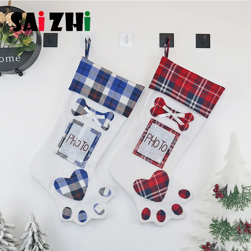 Saizhi детский Декор 2019 клетчатые рождественские подарочные пакеты для домашних