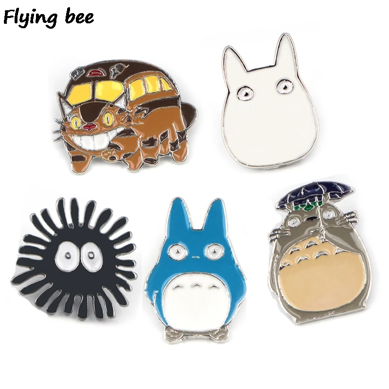 

Flyingbee Anime My neighbor totoro Brooch and Pin Cute namel Pins Badges Lapel Pin Brooches Badge for Friends Women Men X0430