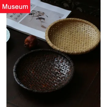 

Bamboo Weaving Compote Guo Die Fruits Disc Teahouse Bamboo Products Do Used Primary Round Plate Bring Foot Snacks Disc Dry