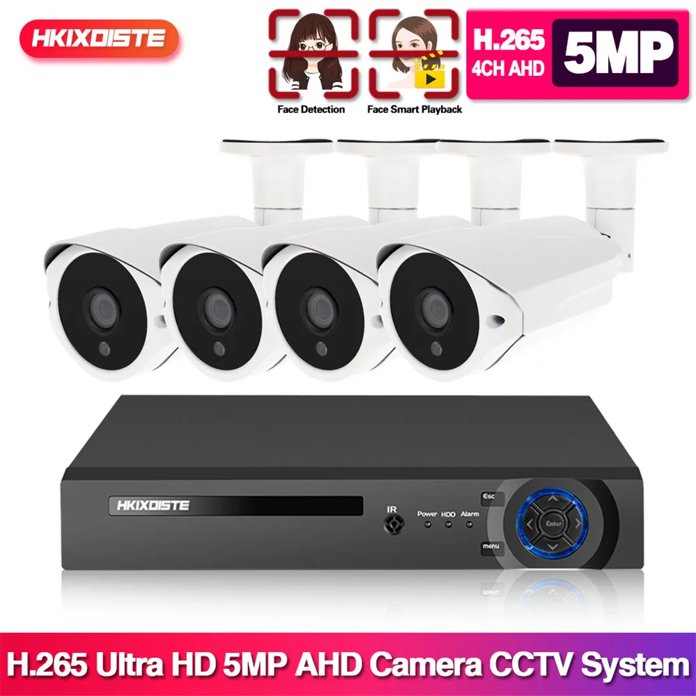 Система видеонаблюдения 5 МП 6 в 1 H.265 DVR 4 шт. Мп Ultra HD водонепроницаемый набор камер