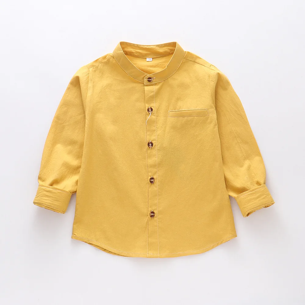 Новинка года; Стильная однотонная Детская рубашка из чистого хлопка; Повседневная рубашка для малышей; топы в западном стиле; 90-160 см