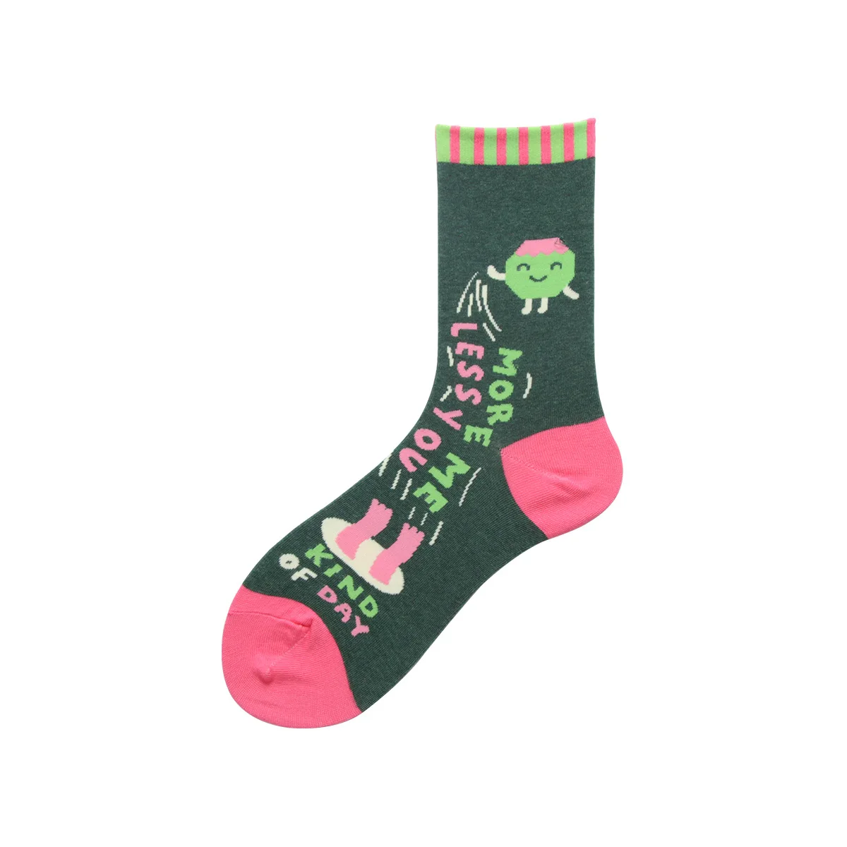 green 7 pairs Длинные носки с мультяшным принтом, женские хлопковые Дышащие носки, креативный дизайн, женские носки средней толщины, 7 пар, 5 стилей - Цвет: green 7 pairs
