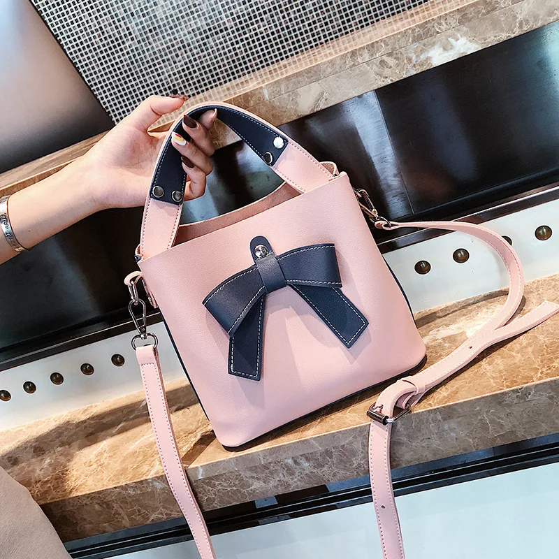 

Bag New Arrival Bag Women's 2019 New Style Fashion Korean-style Versatile Vintage Hand Bucket Bag Bow Shoulder
