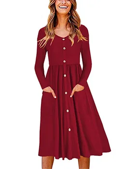 

Madam clothing OWLPRINCESS 2020 Autumn New Fashion round Neck All-match Long Sleeve Waist Hugging Dress