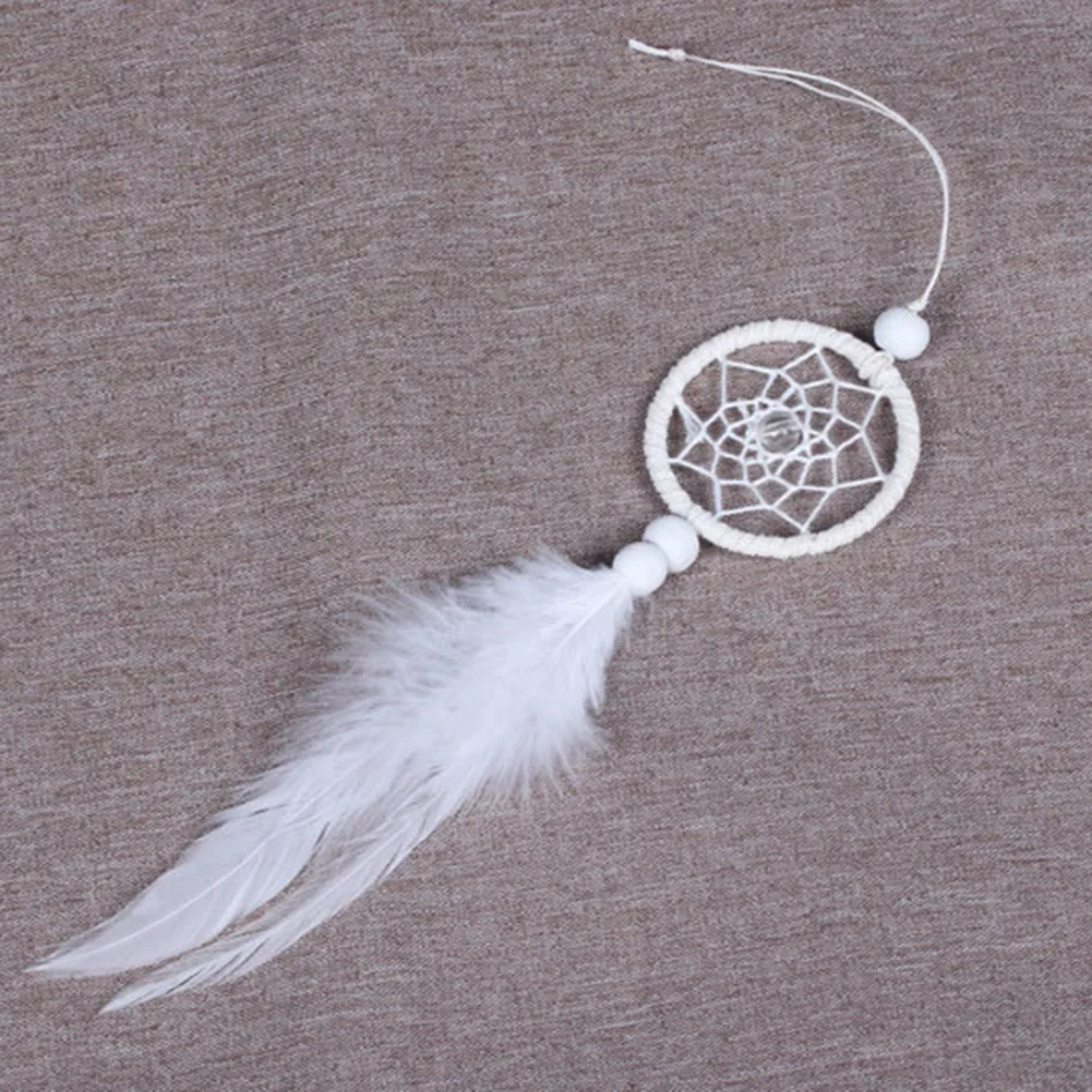 Atrapasueños de coche, Mini plumas blancas puras, carillones de viento, decoración colgante de pared, hecho a mano, atrapasueños, colgante de plumas