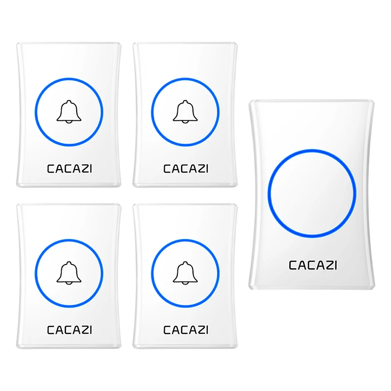 CACAZI, умный водонепроницаемый беспроводной дверной звонок, 3, 4 кнопки, 1, 2, 3 приемника, США, ЕС, Великобритании, Австралии, беспроводной домашний звонок с дистанционным управлением 300 м - Цвет: 4 button 1 receiver