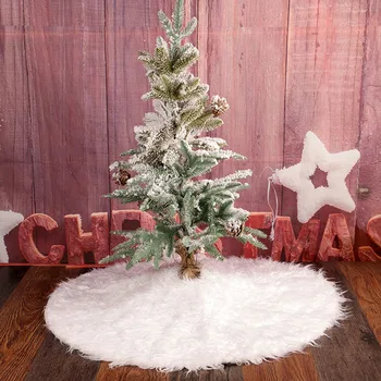 

78/90cm White Plush Christmas Tree Skirt Cover Tree Mat Carpet Festival Christmas Decoration For Home Decoration Xmas Ornament