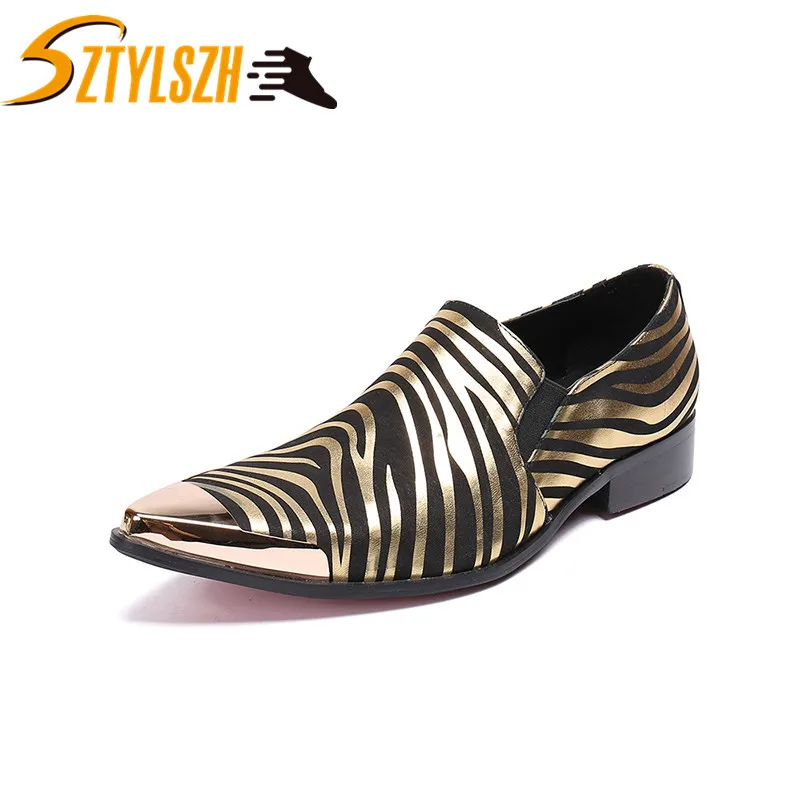 

New Men Dress Shoes Metal Pointed Toe Striped Formal Men Shoes Business Oxford Shoes For Men New Wedding Shoes Zapatos de cuero