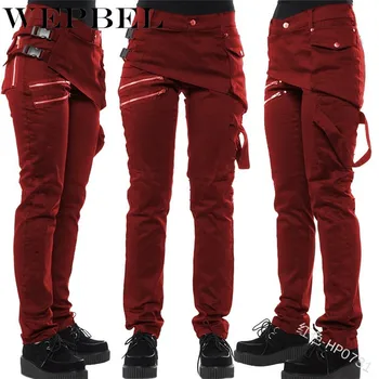 

WEPBEL Solid Color Zipper Pockets New Streetwear Fashion Long Pants Casual Trousers Pants