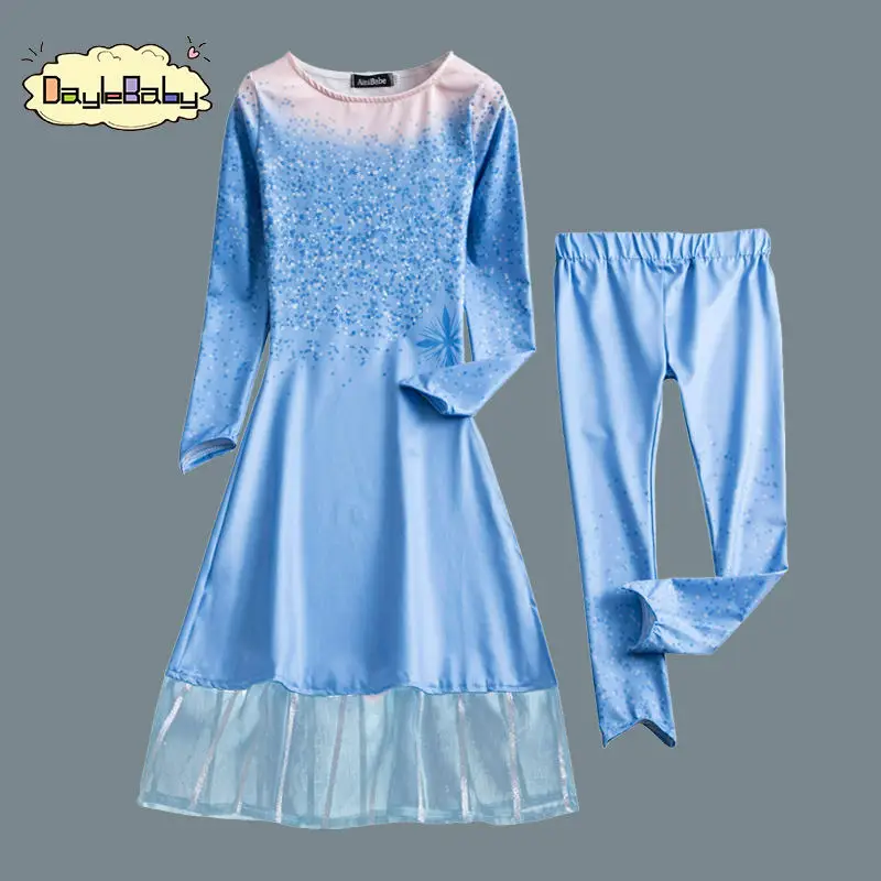 Clothing Set DAYLEBABY костюм принцессы Эльзы для косплея полный комплект нарядное платье Снежная королева набор одежды принцессы - Цвет: Clothing Set