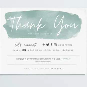 

Personalize Logo Business Name Card， Thank You For Your Purchase Card, Thank For Your Order Note, Custom Text Social Medial Card