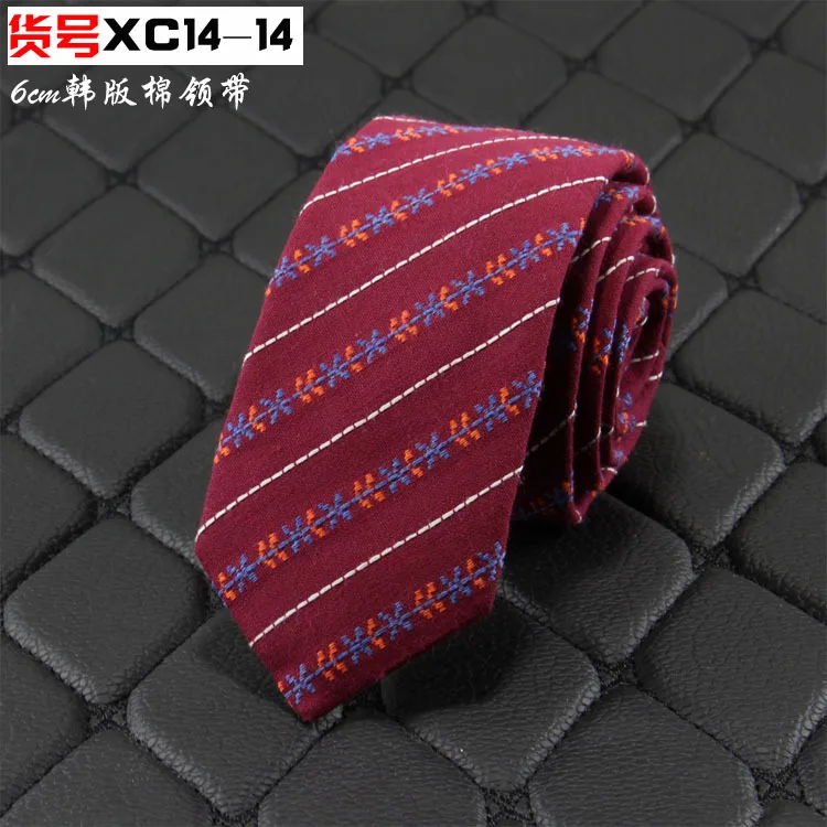 XC14-14 Новые хлопковые льняные галстуки для мужчин, повседневные Модные 6 см галстуки для худой шеи, мужские подарки, дизайнерские Галстуки для свадебной вечеринки - Цвет: XC14-14
