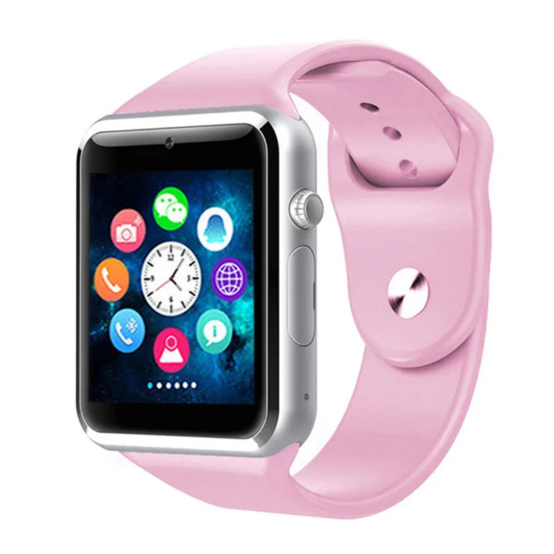 pink A1 наручные часы Bluetooth Смарт часы Спорт Шагомер с sim-камерой Smartwatch для телефона Android PK T15 GT08 DZ09 Q18 Y1 V8 - Цвет: pink