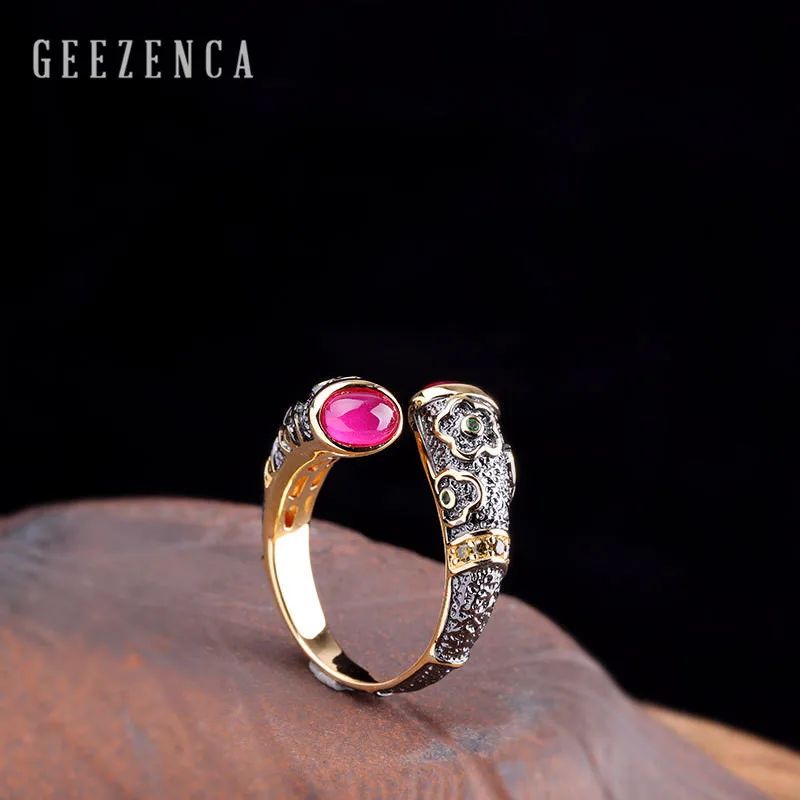 925 пробы, тайское серебро, натуральный цвет, драгоценные камни, открытые кольца, топаз, корунд, нефрит, хорошее ювелирное изделие для женщин, модное кольцо, вечерние, подарок