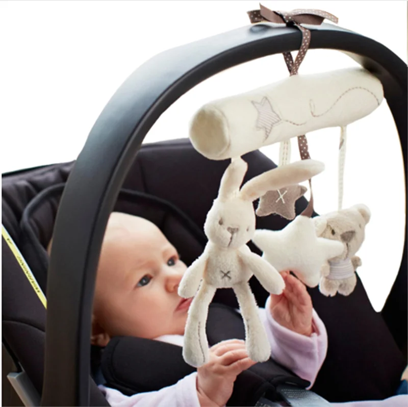 

Newborn Plush Appease Toy Doll Pram Trolley Bells Mobile Rattles Baby Cartoon Rattles Toys Infant Stroller Hanging Accessories