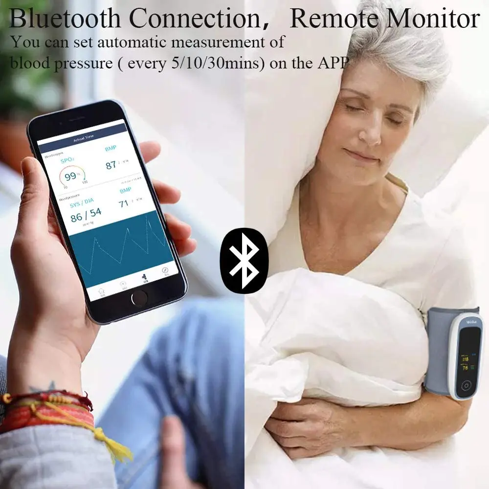 Multifunction Wireless Arm 24hours Ambulatory Blood Pressure Monitor With Blood Oxygen Holter+Adult,Child Free APP Software Blood Pressure Monitor Blood Pressure Meter