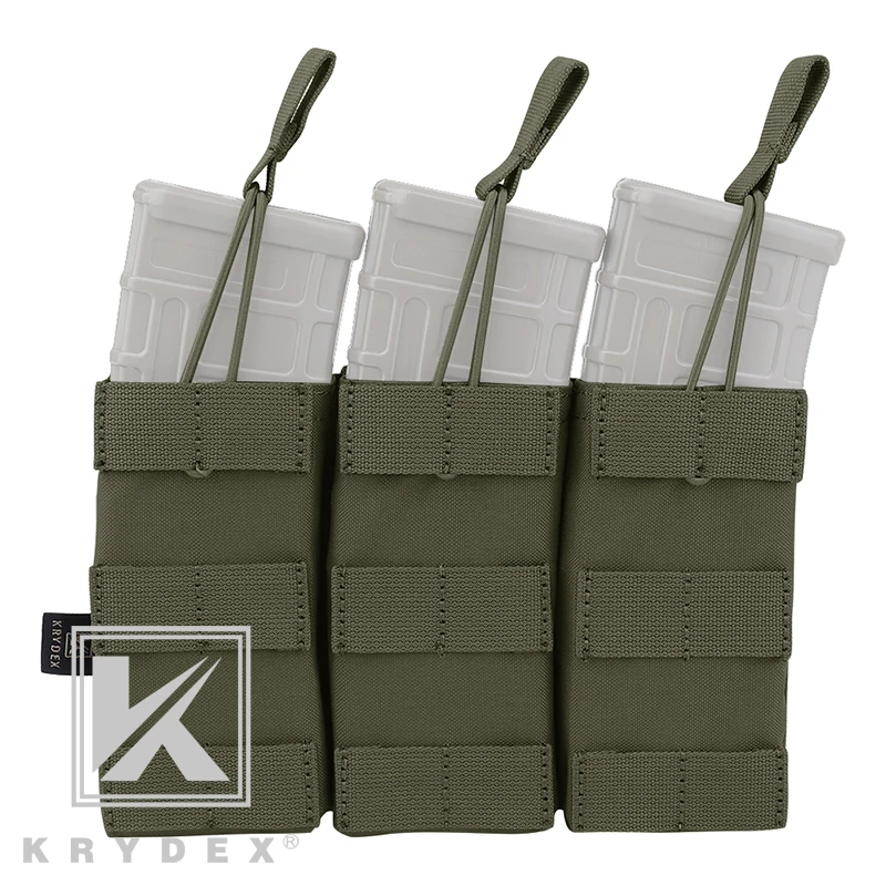 

KRYDEX 5.56 .223 Modular Triple Magazine Pouch Tactical Open Top MOLLE PALS Mag Carrier For Military Shooting Hunting RG