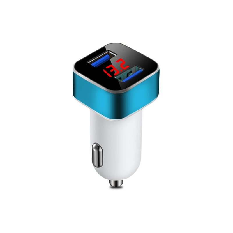 blue 3.1A устройство для автомобиля с двумя портами USB Зарядное устройство 2 Порты и разъёмы ЖК-дисплей Дисплей 12-24V прикуриватель зажигалка Адаптер для быстрого автомобильного Зарядное устройство Мощность адаптер - Тип штекера: blue