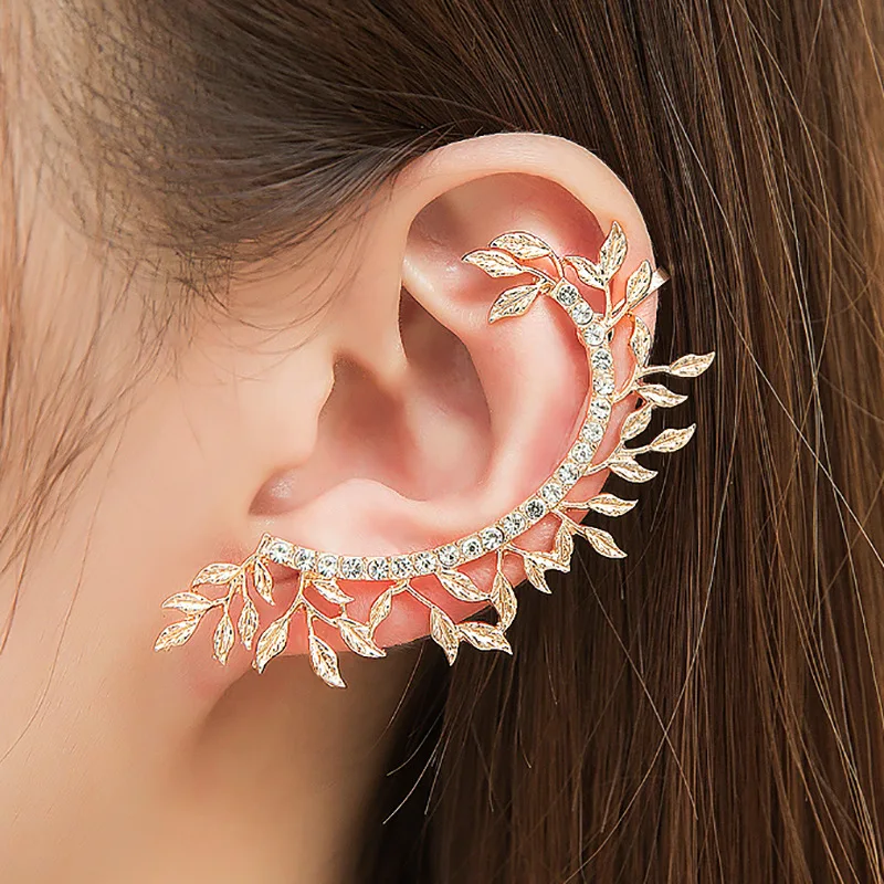 

YWZIXLN Personality Rhinestone Leaf Earrings Gold & Silver Color Fashion Rectangle Jewelry Earring For Women Gift Wholesale E063