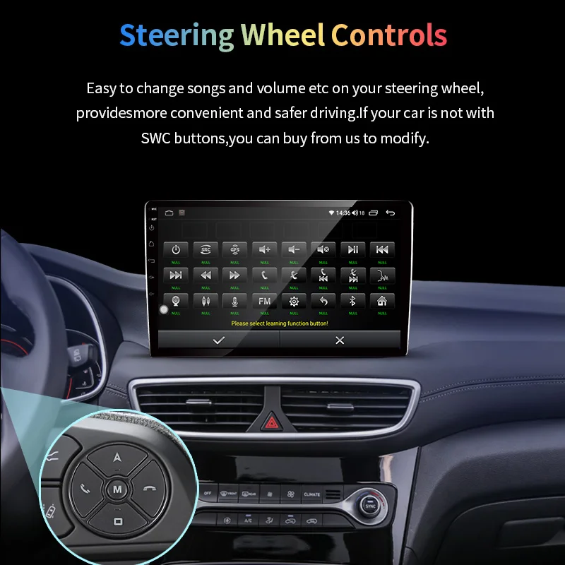 EKIY Car Universal Steering Wheel Control Key Smart Wireless Remote Control Button for DVD Radio DVD Steering Control