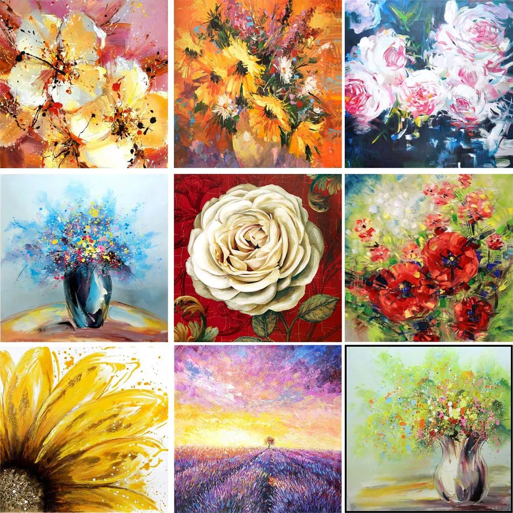 

DIY Flower Diamond Painting 5D Full Square Diamond Embroidery Crystal Rhinestone Mosaic Picture of Diamonds Scenic Home Decor