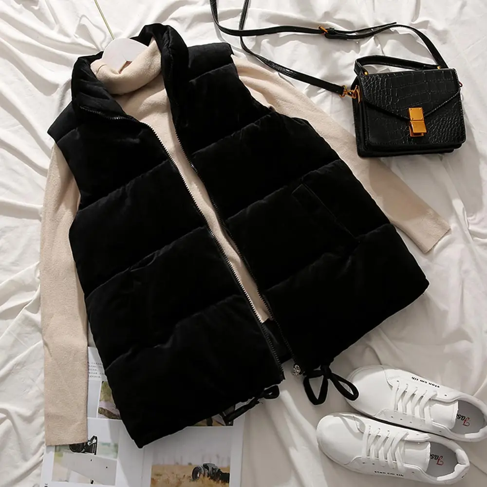 

Corduroy Vest Outwear Spring Winter Vest Thick Section Keep Warm Coat Korean Style Solid Sleeveless Waistcoat Women's Clothing