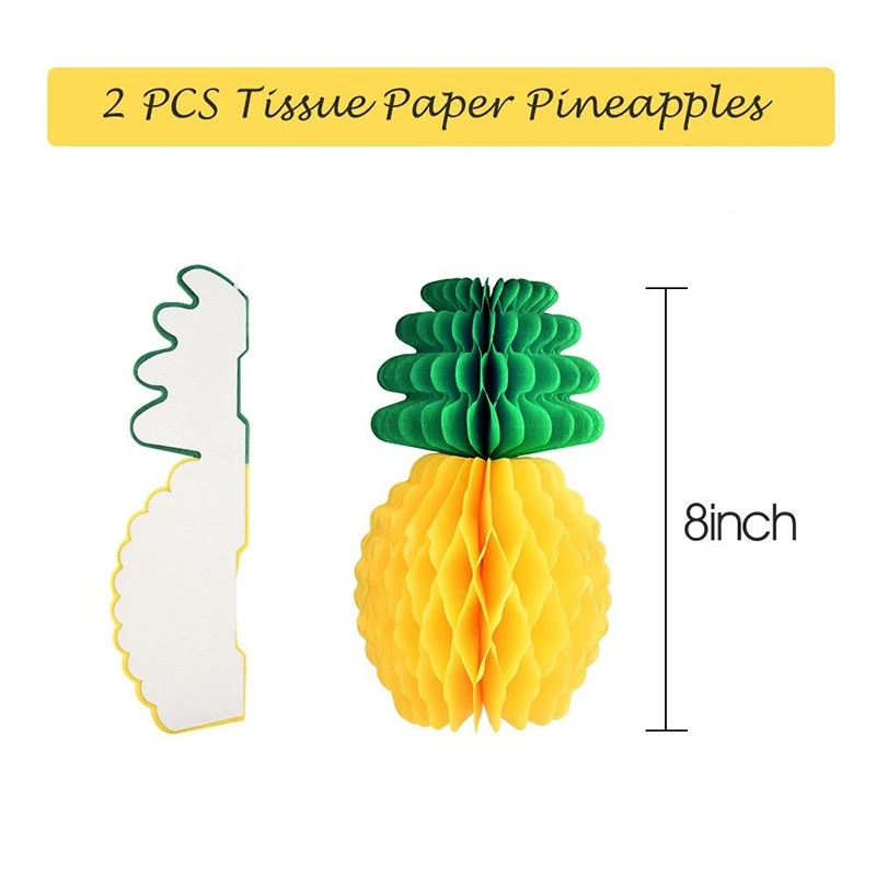 34Pcs Party Decorations Paper Fans Paper Flower Ball Honeycomb Balls Set Pineapple Paper Tassel Wedding Birthday Events Festival