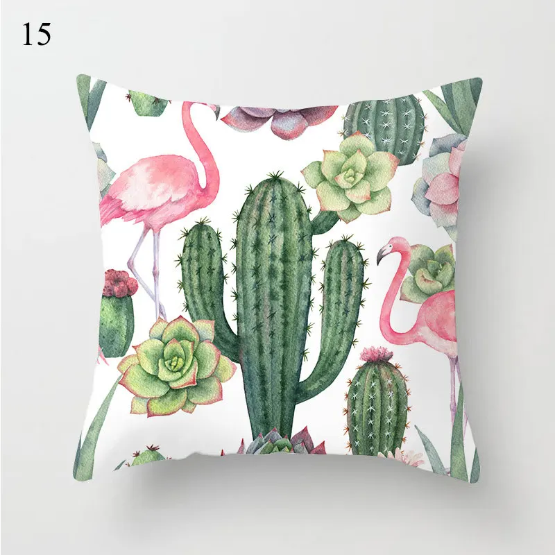 1PC Cactus Floral Print Cushion Cover Polyester Pillow Cases Throw Pillows Sofa Home Decor Pillowcase Decorative Pillow Covers
