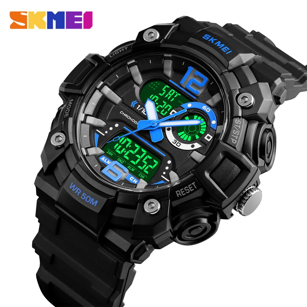 

SKMEI Military Army Sports Watches Men Quartz Digital Watch 3 Time Chronograph 5Bar Waterproof Wristwatch Relogio Masculino 1529