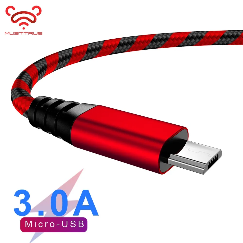 MUSTTRUE USB Micro кабель для sony c3 samsung s6 edge нейлоновая оплетка microusb зарядного устройства 0