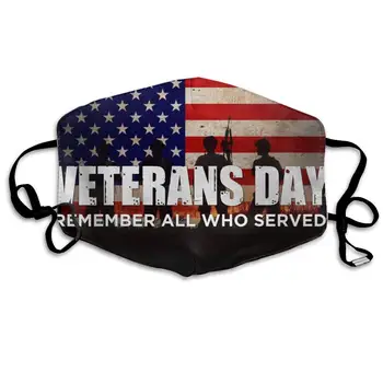

Retro Veterans Day Washable Reusable Mask, Cotton Anti Dust Half Face Mouth Mask For Kids Teens Men Women With Adjustable Ear