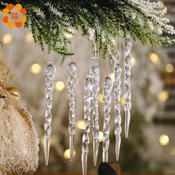 

12pcs 13cm Christmas Simulation Ice Xmas Tree Hanging Ornament Fake Icicle for Christmas New Year Winter Decoration Supplies