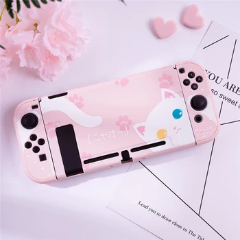 

Kawaii Cat Pink Housing Shell for Nintend Switch Game Console & Joy-Con Controller Protective Case Cover Game Accessories