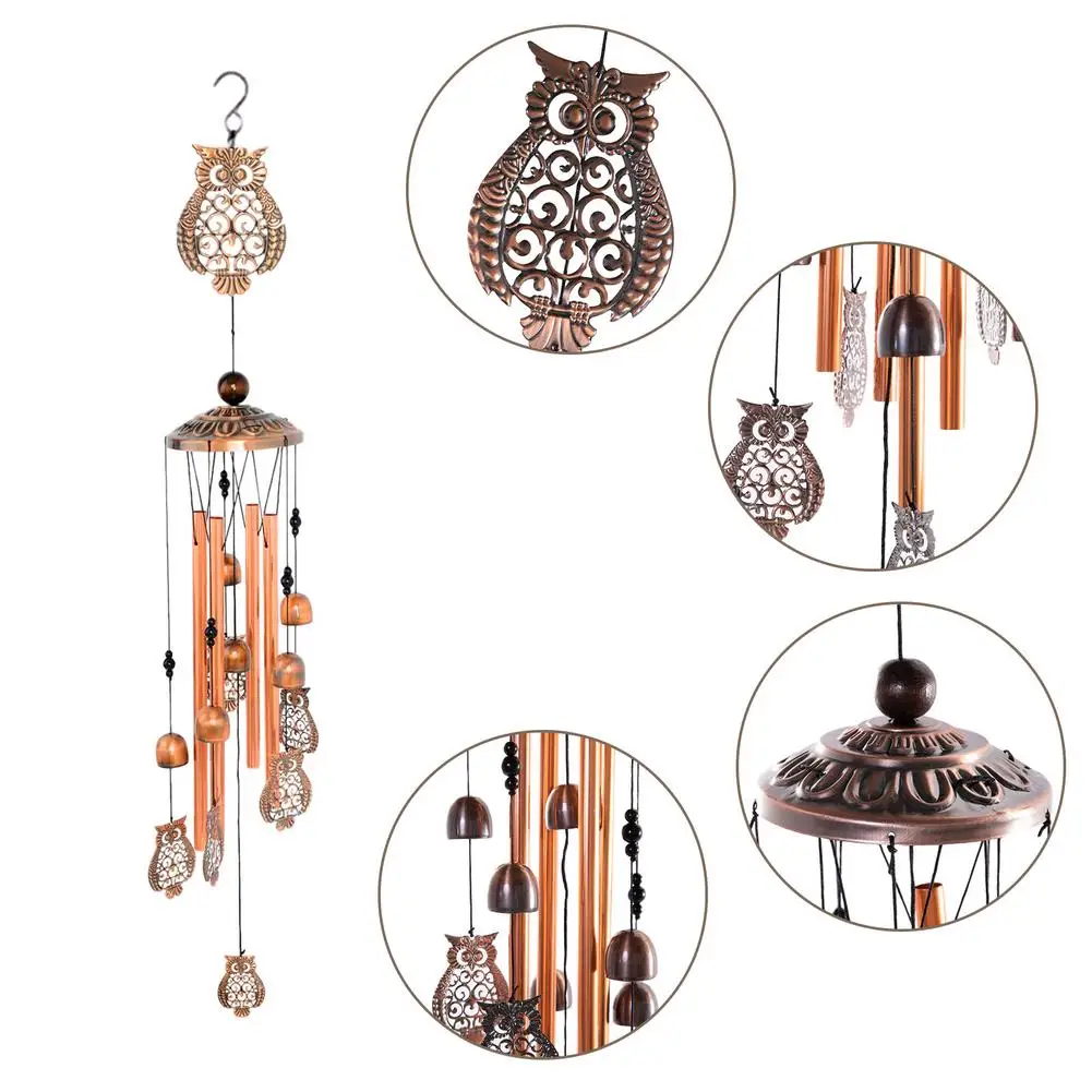 

Owl Bronze Pipe Wind Chime Pendant Brass Patio Garden Decor Wonderful Craft Gift Decoration Universal Adornment