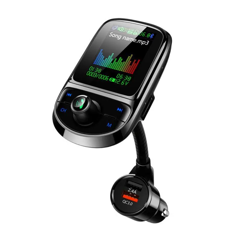 Горячее автомобильное зарядное устройство QC3.0 с двумя USB, fm-передатчик Pantalla a, цветной Bluetooth 5,0, беспроводной модулятор, Mp3 плеер, голосовая передача
