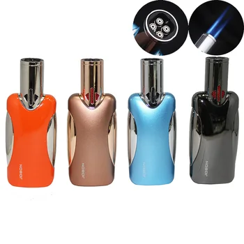 

Jobon Lighter Four Straight Torch Flame Lighters Metal Windproof Refillable Inflatable Jet Butane Gas Lighters for Cigar 10pcs