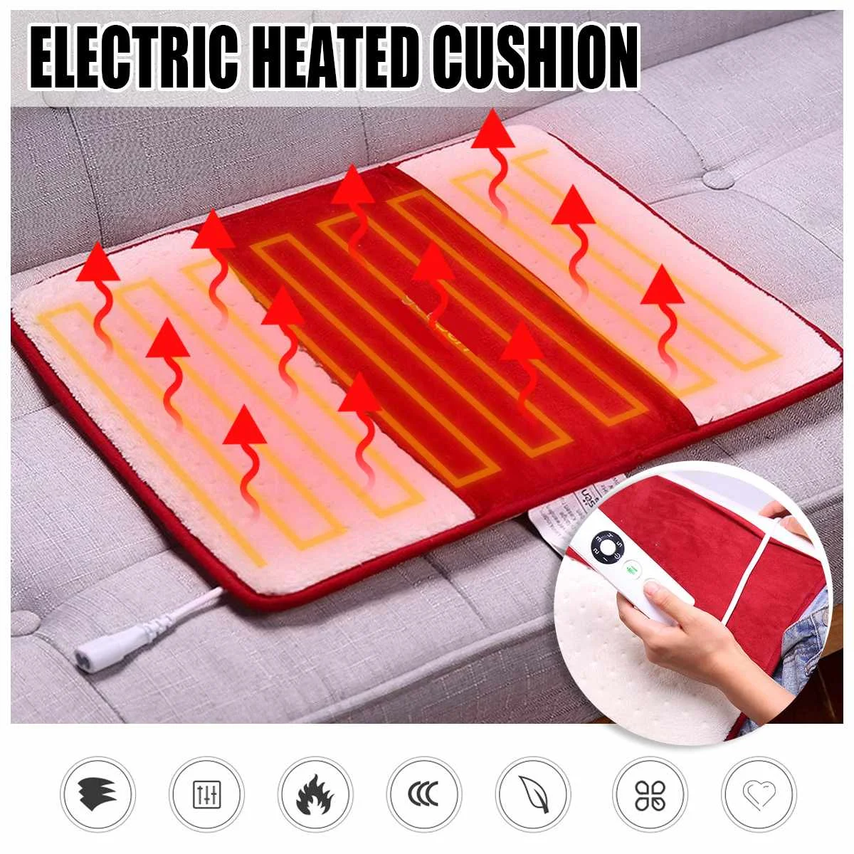 

220V Electric Heated Pad Heat Mat Heating Blanket Warming Bed Carpet Feet Cushion Neck Back Shoulder Pain Relief Body Home Offic