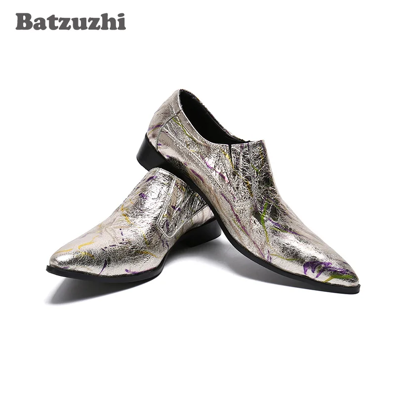 

Batzuzhi Мужская обувь ручной работы мужские Модельные туфли из натуральной кожи мужские нарядные туфли с острыми носками Вечерние и Свадебная обувь с острым носком; Zapatos Hombre, EU38-46