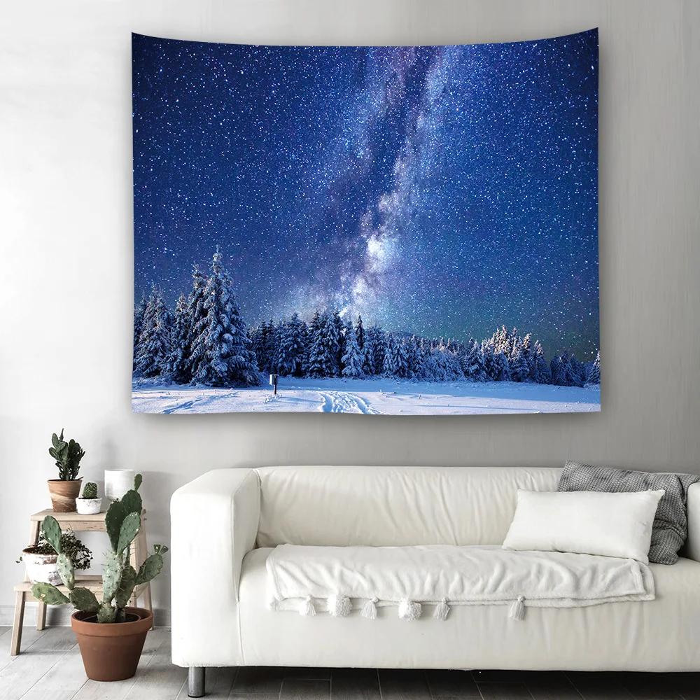 Forest Starry Sky Hanging Wall Tapestry Polyester Fresh Bedspread Outdoor Floor Cover Tablecloth Tree Star Bath Towel TAP235