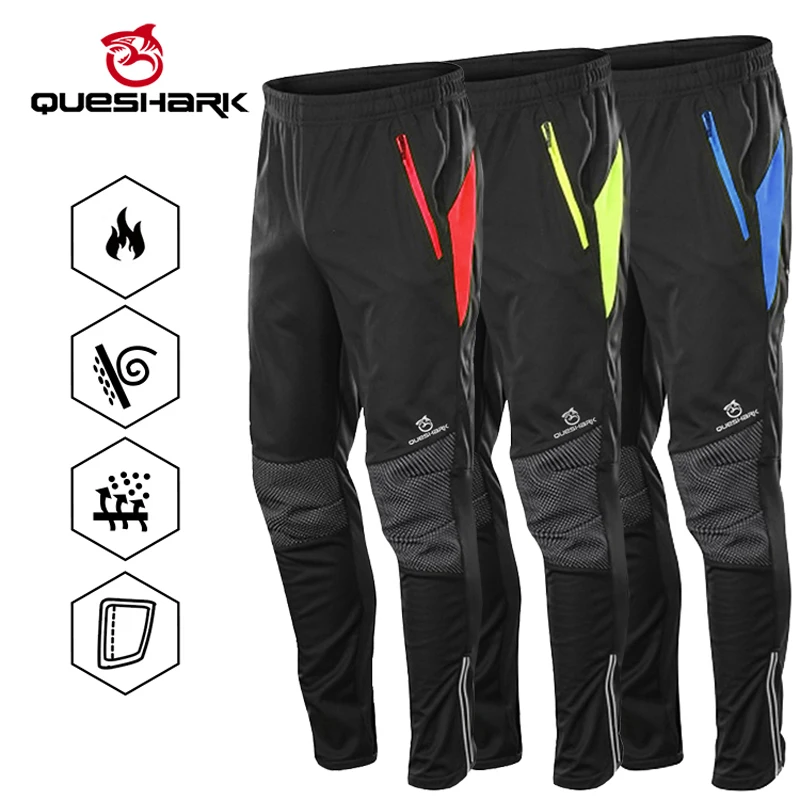 Cycling-Pants Bike Sports-Trousers Queshark MTB Riding Fleece Waterproof Winter Women
