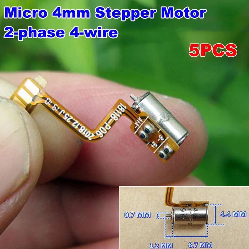 

5PCS Mini 4mm 2-Phase 4-Wire Stepper Motor DC 5V Precision Stepping Motor 4.4mm*8.7mm DIY Camera Part Gear Gearbox