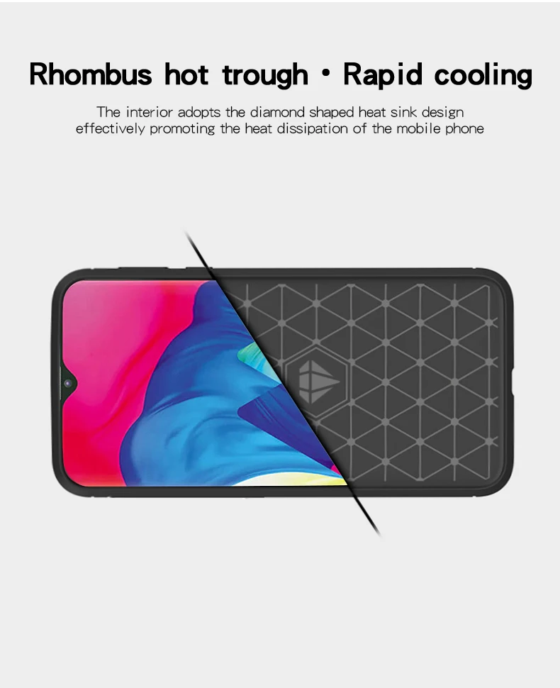 Mofi Phone Case For Samsung Galaxy M10 Carbon Fiber Soft TPU Silicone Brushed Anti-Skid Back Cover Case For Samsung Galaxy M20