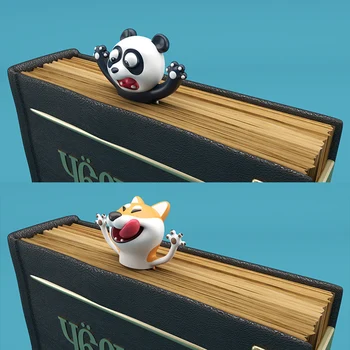 

New Cute 3D Stereo Cartoon Animal Bookmarks Creative Funny Shiba Inu Panda PVC Book Markers Stationery Gift School Supplies