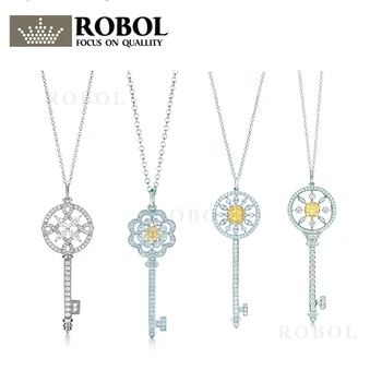 

High Quality 1:1 TTFF 925 Sterling Silver Key Series Sweater Chain Jewerly Original Design Model Exquisite Craftsmanship.