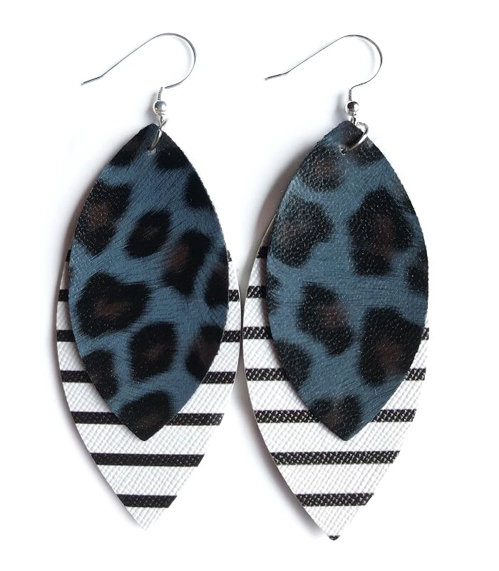 2019 New Feather Glitter Leather Earrings For Women Fashion  Leather Leaf Earrings Vintage Earrings Women