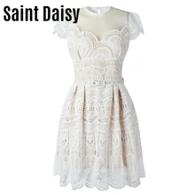 

SaintDaisy Dresses for Bridesmaids White 9446 Partybwomen Evening 2022 Vintage Lace A-LINE Knee-Length Christening White 9446