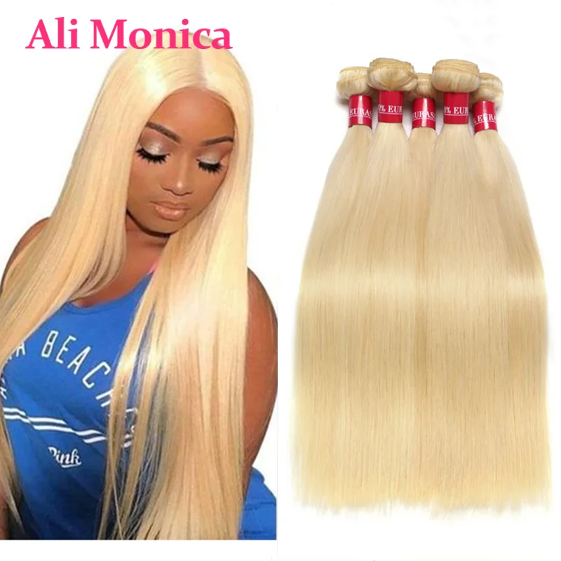 Straight Hair Extensions Human Hair 613 Honey Blonde 100% Human Bundles Remy Brazilian Weave 3/4 PCS 8-40 Inch Bundles