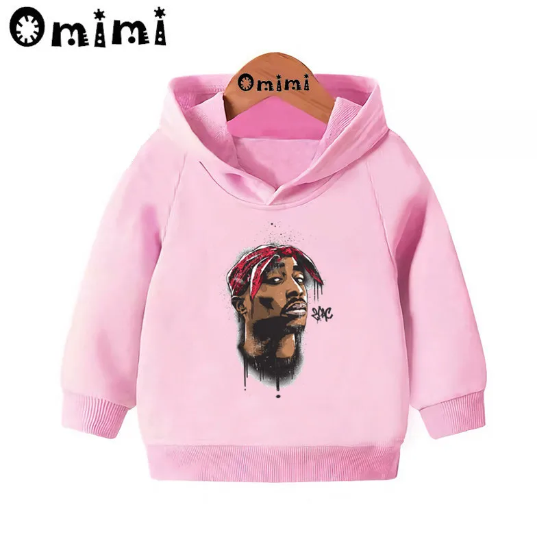 Дети Тупак 2pac Хип-хоп Swag печати крутые Свитшоты детские толстовки с капюшоном пуловер для малышей топы для девочек и мальчиков, осенняя одежда KMT287 - Цвет: Pink-287A