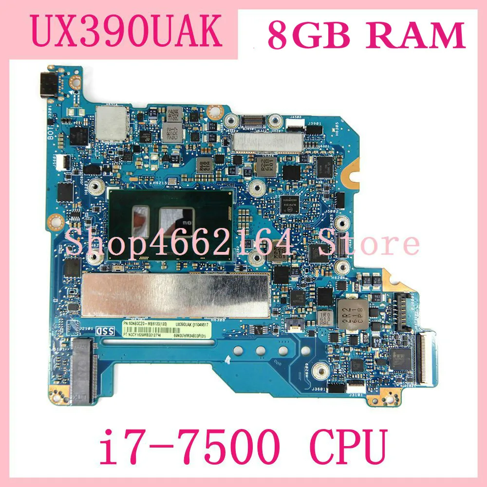 UX390UA i7-7500 CPU 8GB RAM mainboard REV1.2 For ASUS UX390U UX390UAK zenbook motherboard 90NB0CZ0-R05100 free shipping | Компьютеры и