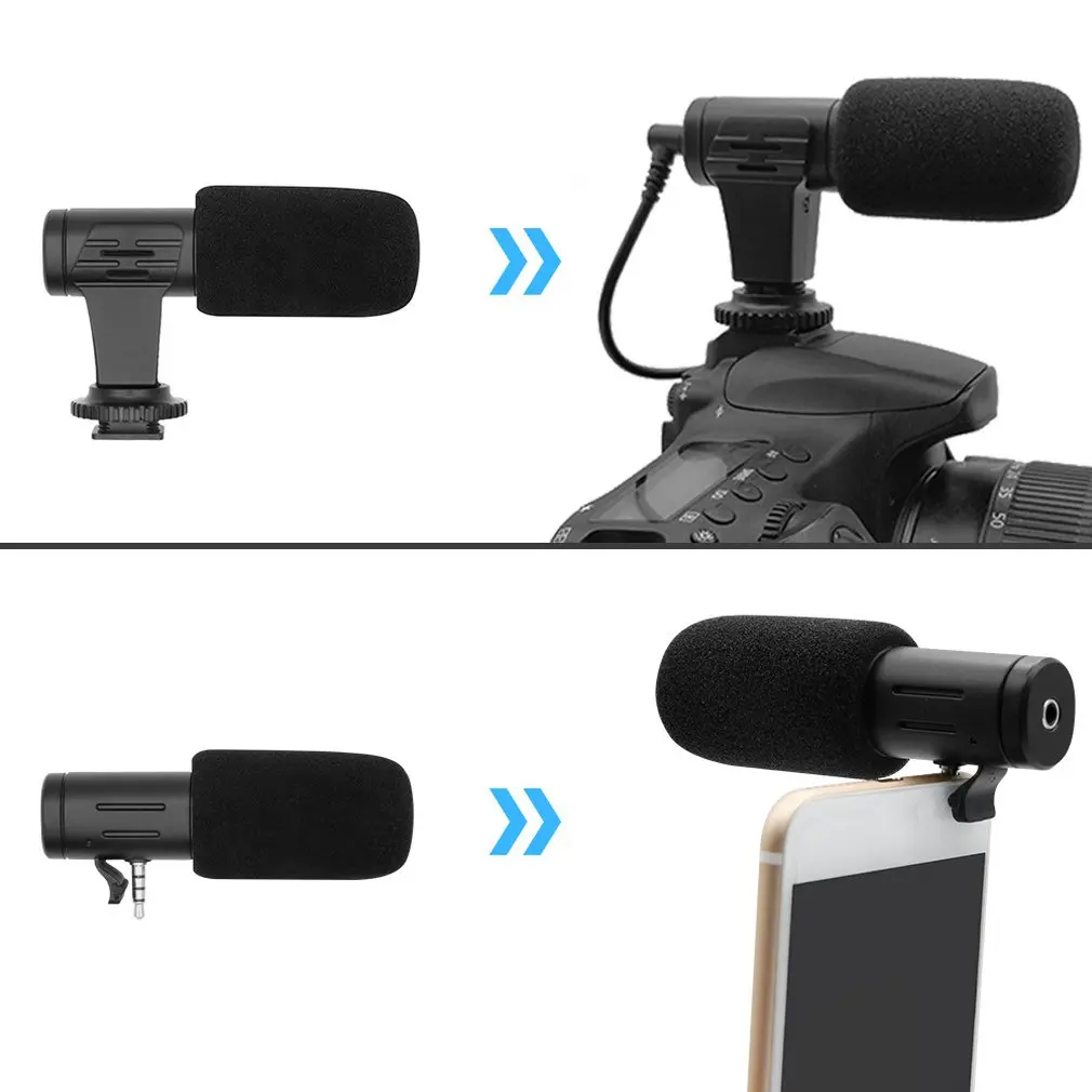 MIC-02/MIC-06/MIC-07/MIC-07 Pro 3,5 мм микрофон для мобильного телефона/камеры Запись видео супер-Cardioid указывающий стерео микрофон